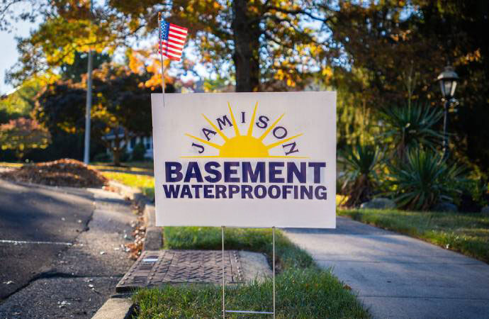 Jamison basement waterproofing yard sign