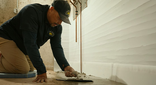 Ambler city basement waterproofing before-after video thumb.